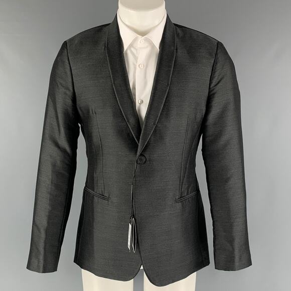 EMPORIO ARMANI Size 38 Charcoal Solid Polyester Blend Sport Coat - Picture 1 of 1